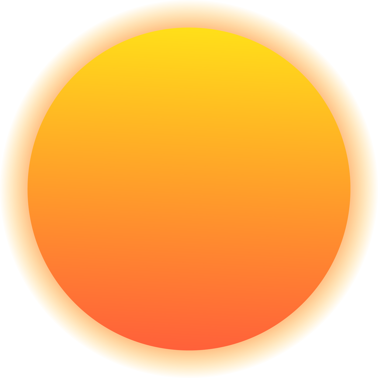 Yellow orange gradient circle with shadow